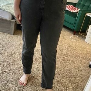 American Eagle AE Mom Jeans Grey Black Denim Long